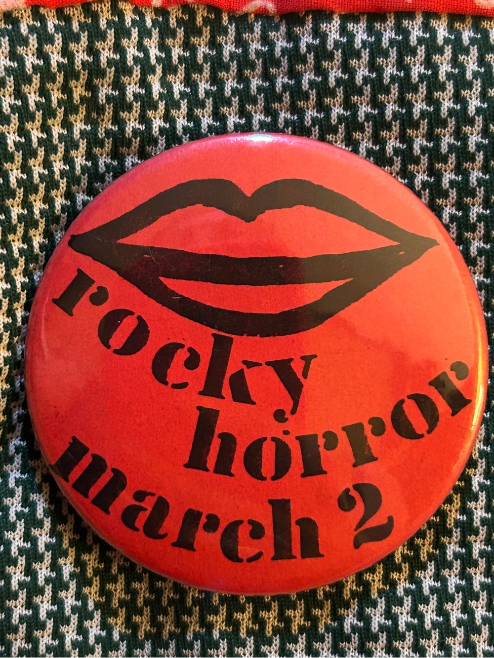 Vintage 1980s Rocky Horror Picture Show Button Badge Pin